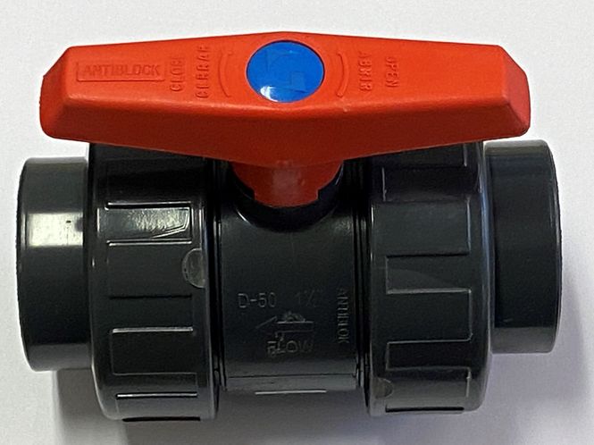 Hovedbilde PVC Kuleventil 2-veis 75mm med Union LIM     